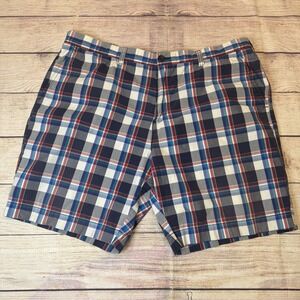 TOMMY HILFIGER RED,‎ WHITE, AND BLUE PLAID FLAT FRONT CLASSIC SHORTS SZ 40